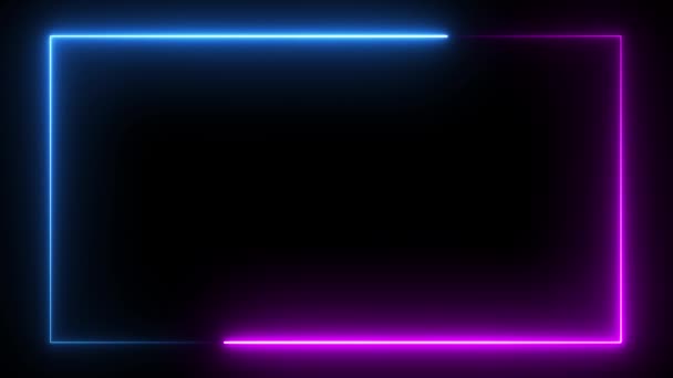 Futuristico Neon Cornice Luminosa Sfondo Laser Colorato Mostra Bordo Senza — Video Stock