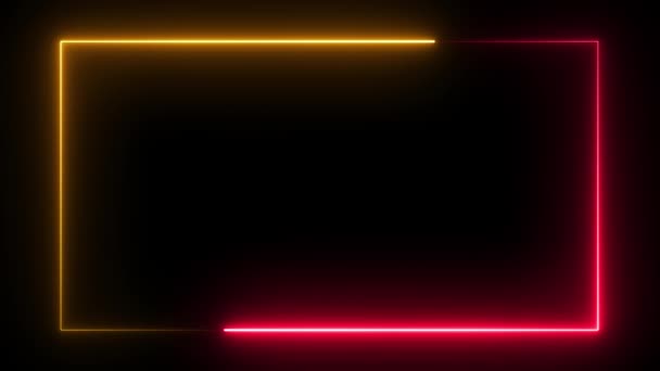 Abstrakt Sömlös Loopas Neon Ram Animation Bakgrund Gul Röd Neonljus — Stockvideo