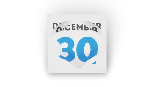 Crumpled Página Calendário Com Dezembro Data Atraso — Vídeo de Stock