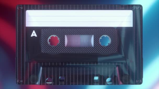 Rádiový Magnetofon Audio Kazeta Retro Hudební Koncept — Stock video