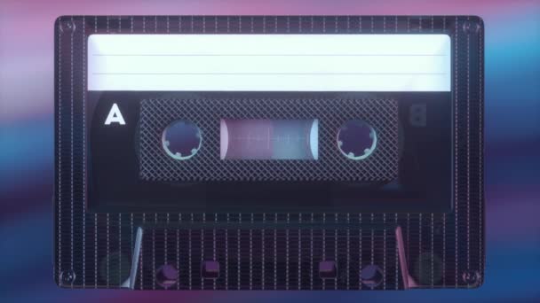 Rotating Tape Old Vintage Cassette Retro Music Concept Radio Tape — Stock Video