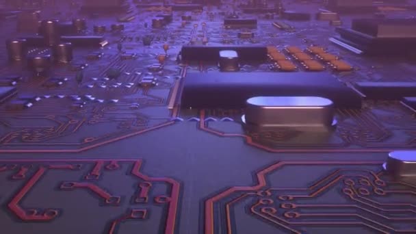Papan Elektronik Teknologi Tinggi Konsep Industri Futuristik Abstrak Kamera Bergerak — Stok Video