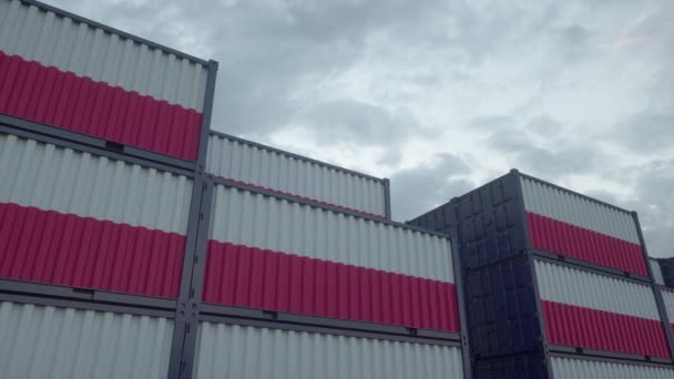 Nádoby Plující Pod Vlajkou Polska Jsou Umístěny Kontejnerovém Terminálu Polsko — Stock video