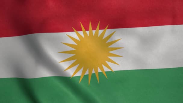 Vlag Van Koerdistan Wapperend Wind Realistische Vlag Achtergrond — Stockvideo