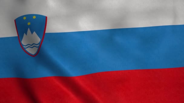 Εθνική Σημαία Της Σλοβενίας Κυματίζει Στον Άνεμο Απρόσκοπτη Κίνηση Κύλισης — Αρχείο Βίντεο