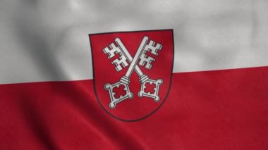 Regensburg bayrağı, Almanya şehri, rüzgarda sallanıyor. Gerçekçi bayrak arkaplanı.