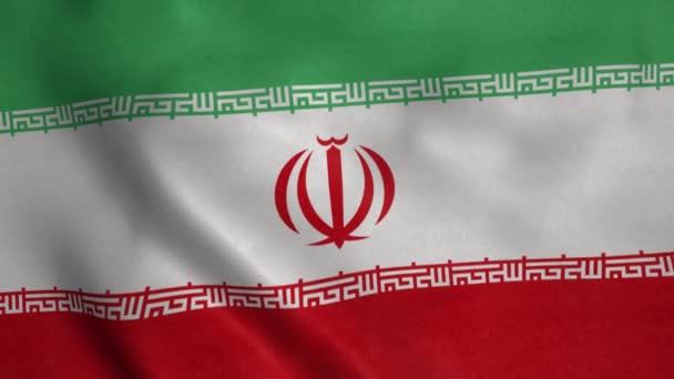 Bandera Irán Ondeando Con Viento Fondo Realista Bandera — Vídeos de Stock