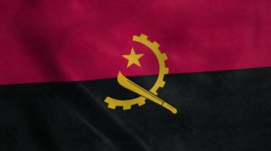 Angola ulusal bayrağı rüzgarda dalgalanıyor. Gerçekçi bayrak arkaplanı.
