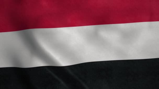 Jemens Nationalflagge Weht Wind Realistischer Flaggenhintergrund — Stockvideo