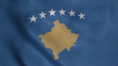 Kosova bayrağı, rüzgarda sallanıyor. Gerçekçi bayrak arkaplanı.