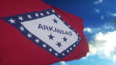 Arkansas bayrağı, Birleşik Devletler bölgesi, rüzgarda sallanıyor..