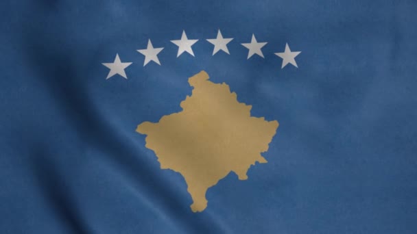 Σημαία Του Κοσσυφοπεδίου Ανεμίζει Ρεαλιστικό Φόντο Σημαίας — Αρχείο Βίντεο