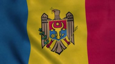Moldova bayrağı rüzgarda dalgalanıyor. Gerçekçi bayrak arkaplanı.