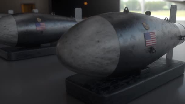 Nuclear Missile Background Flag Usa Inglés Armas Destrucción Masiva Armas — Vídeo de stock