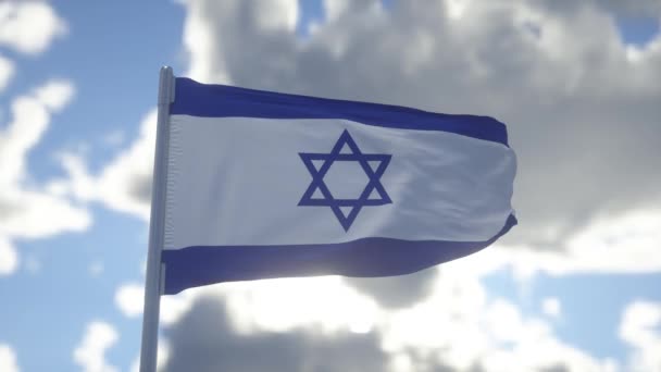 Drapeau National Israël Sur Fond Ciel Israël Concept Politique Actualité — Video