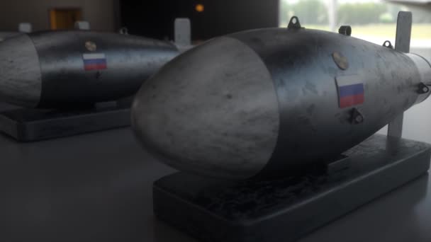 Misil Nuclear Con Bandera Rusia Armas Destrucción Masiva Armas Nucleares — Vídeos de Stock