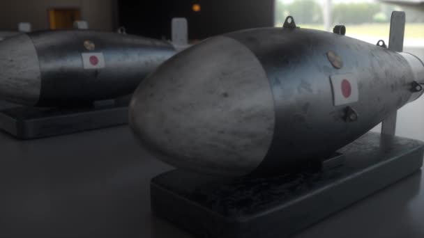 挂有日本国旗的核导弹 大规模毁灭性武器 核武器 化学武器 — 图库视频影像