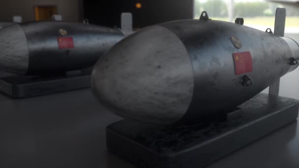 Ядерна Ракета Прапором Китаю Зброя Масового Знищення Ядерна Хімічна Зброя — стокове відео