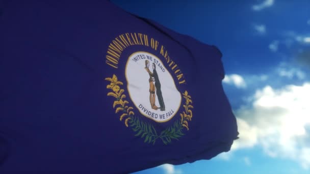 Σημαία Κεντάκι Κοντάρι Που Ανεμίζει Στον Ουρανό Πολιτεία Του Κεντάκι — Αρχείο Βίντεο