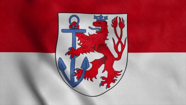 Флаг Дюссельдорфа Германия Размахивание Ветром Реалистичная Пекарня — стоковое видео
