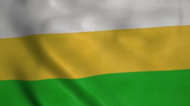 Guayanilla bayrağı, Porto Riko şehri, rüzgarda sallanıyor. Gerçekçi bayrak arkaplanı.