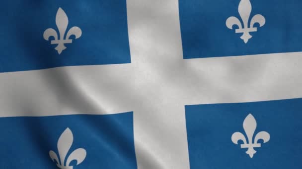 Quebec Province Flagga Video Vinkar Vinden Realistiska Provinsen Flagg Bakgrund — Stockvideo