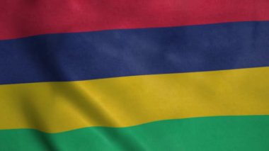 Gerçekçi Mauritian bayrağı rüzgarda dalgalanıyor.