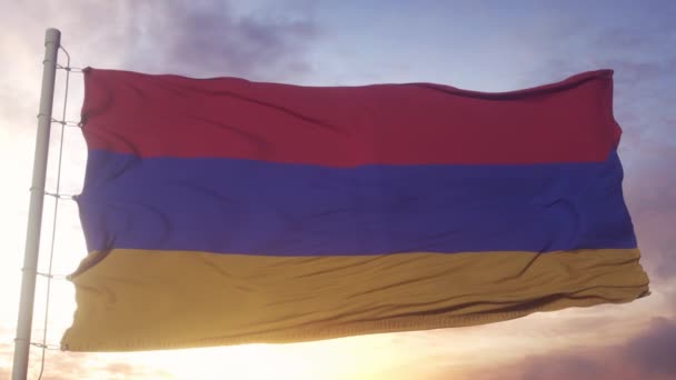 Bandera Nacional Armenia Fondo Del Cielo Armenia Política Noticias — Vídeos de Stock