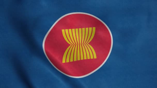 Asociación Naciones Del Sudeste Asiático Bandera Ondeando Viento Fondo Realista — Vídeos de Stock