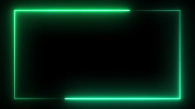 Boş metin çerçevesi. Yeşil neon rengi. Metnin için elektrik hatları dikdörtgen çerçeve tablet deseni. Neon işareti.