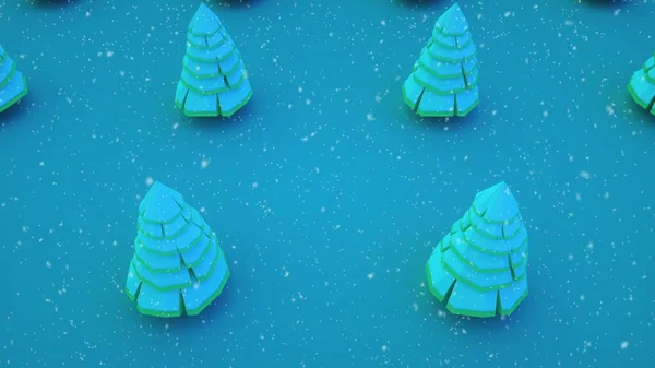 青い背景のクリスマスツリー クリスマスとハッピーニューイヤーのコンセプト 3Dイラスト — ストック写真