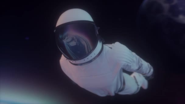 Αστροναύτης Διαστημική Σήραγγα Διαστημική Στολή Που Πετάει Μέσα Από Αστρικό — Αρχείο Βίντεο