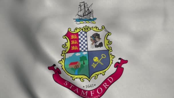 Bandera Stamford Connecticut Bandera Ondeante Realista Fondo Stamford — Vídeo de stock