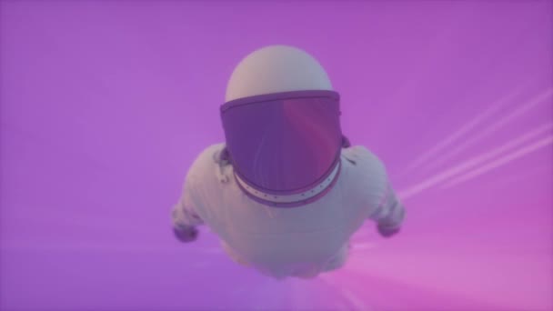Astronaut Ruimtetunnel Muziek Nachtclub Concept Retro 80S Stijl Synthwave Achtergrond — Stockvideo