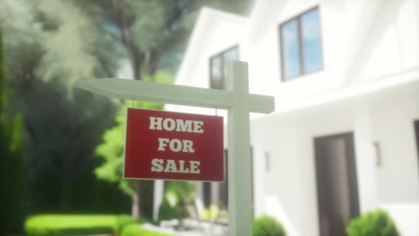 Cinematic View Sale Sign Front Modern Home — Stock Video