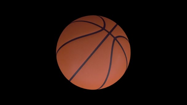 アルファチャンネル付きのバスケットボールボール 回転ボール3Dレンダリング4Kのバスケットボール3Dアニメーション — ストック動画