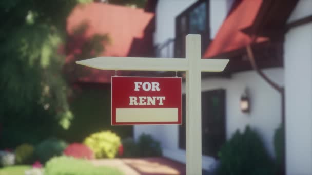 Home Rent Sign Front Beautiful American House — Stock Video