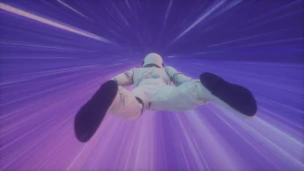 Astronauta Túnel Espacial Conceito Música Discoteca Retro Estilo Synthwave Fundo — Vídeo de Stock