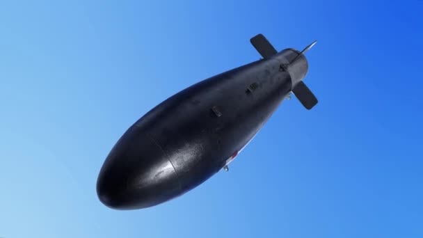 挂着法国国旗的坠落炸弹从云中飘落 大规模毁灭性武器 核武器 化学武器 — 图库视频影像