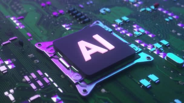 Ai技術コンセプト Cpuプロセッサ データ処理の人工知能デジタル化を開始 — ストック動画