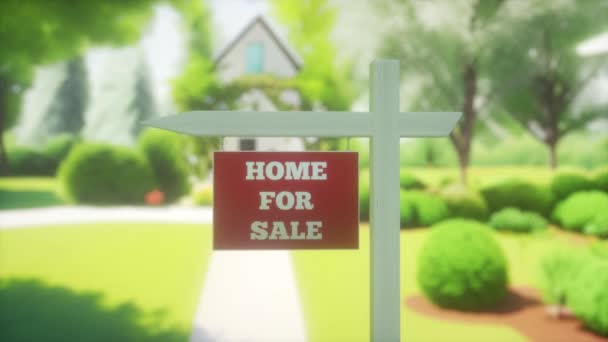 Cinematic View Sale Sign Front Modern Home — Stock Video
