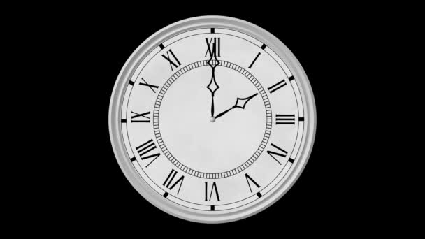 Vintage Clock Animation Nahtlose Schleife Voller Stunden Zyklus Sekunden Alpha — Stockvideo