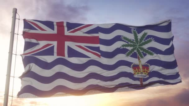 Brittiska Territoriet Indiska Oceanen Flagga Bakgrund Realistisk Vinka Vinden — Stockvideo