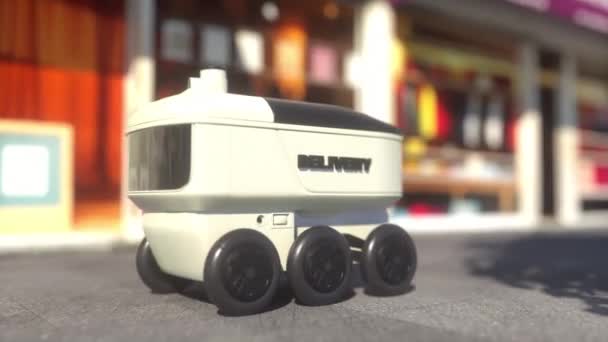 Автоматизований Робот Доставки Технологією Самокерованого Водіння Автономний Робот Доставки Їде — стокове відео