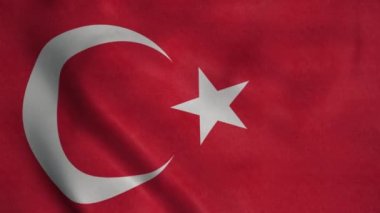Rüzgarda dalgalanan hindi bayrağı. Ulusal Türkiye bayrağı. Türkiye 'nin kusursuz döngü animasyonunun işareti. 4K.
