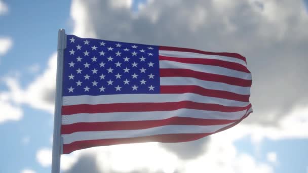 Σημαία Των Ηνωμένων Πολιτειών Της Αμερικής Κυματίζει Στον Άνεμο Απρόσκοπτη — Αρχείο Βίντεο