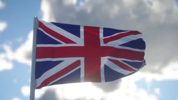 Union Jack Zászló Egyesült Királyság Büszkén Lengett Szélben — Stock videók