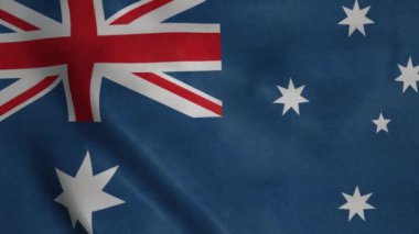 Avustralya 'nın ulusal bayrağı rüzgarda dalgalanıyor. Avustralya Bayrağı Dalgalanıyor.