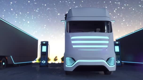 Electric Car Charging Electric Trucks Charging Logistics Center — Stock Video