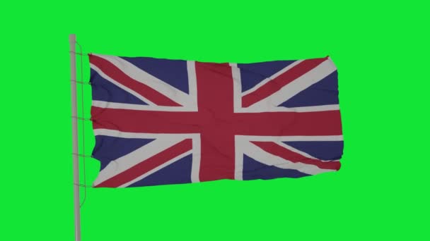 Bandera Del Reino Unido Ondea Pantalla Verde Gran Bretaña Bandera — Vídeos de Stock